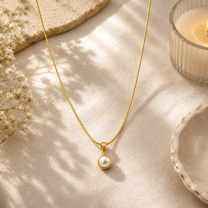 Tiny Pearl Pendant - 18k Gold Plated