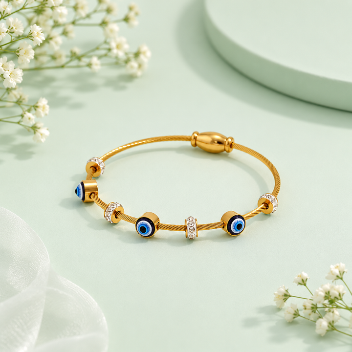 Evil Eye Kada Bracelet- 18k Gold Plated