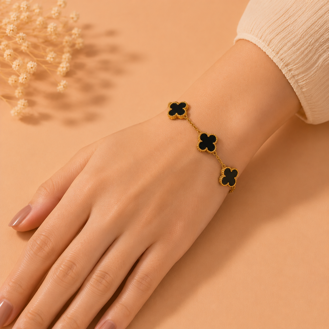 Black Clover Bracelet- 18k Gold Plated