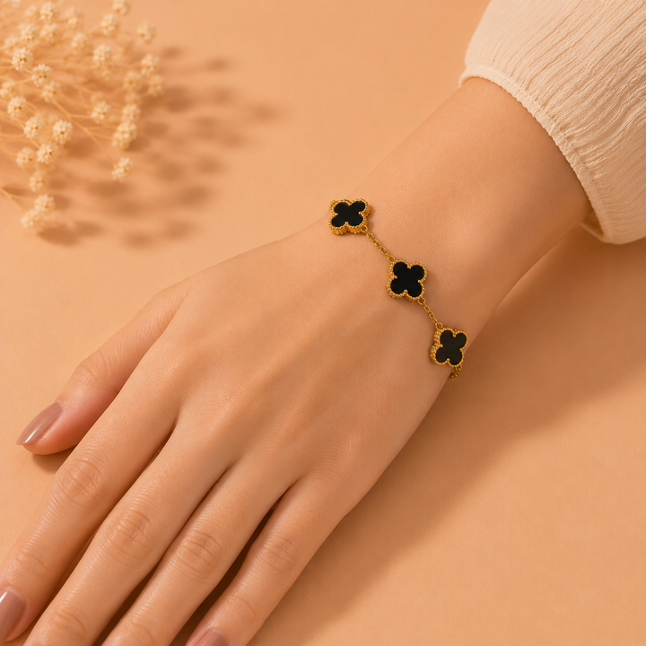 Black Clover Bracelet- 18k Gold Plated