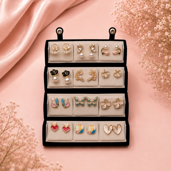 12 Earrings in Folding Box with Name
