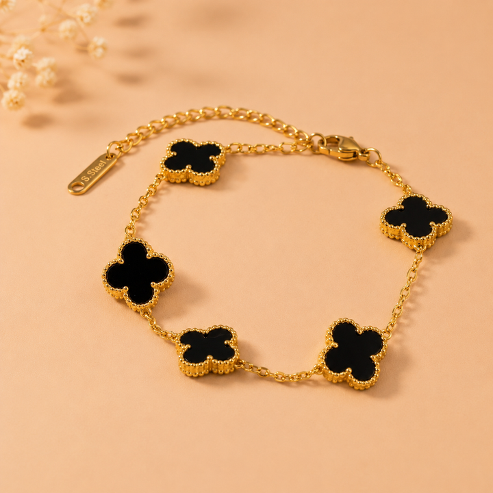 Black Clover Bracelet- 18k Gold Plated