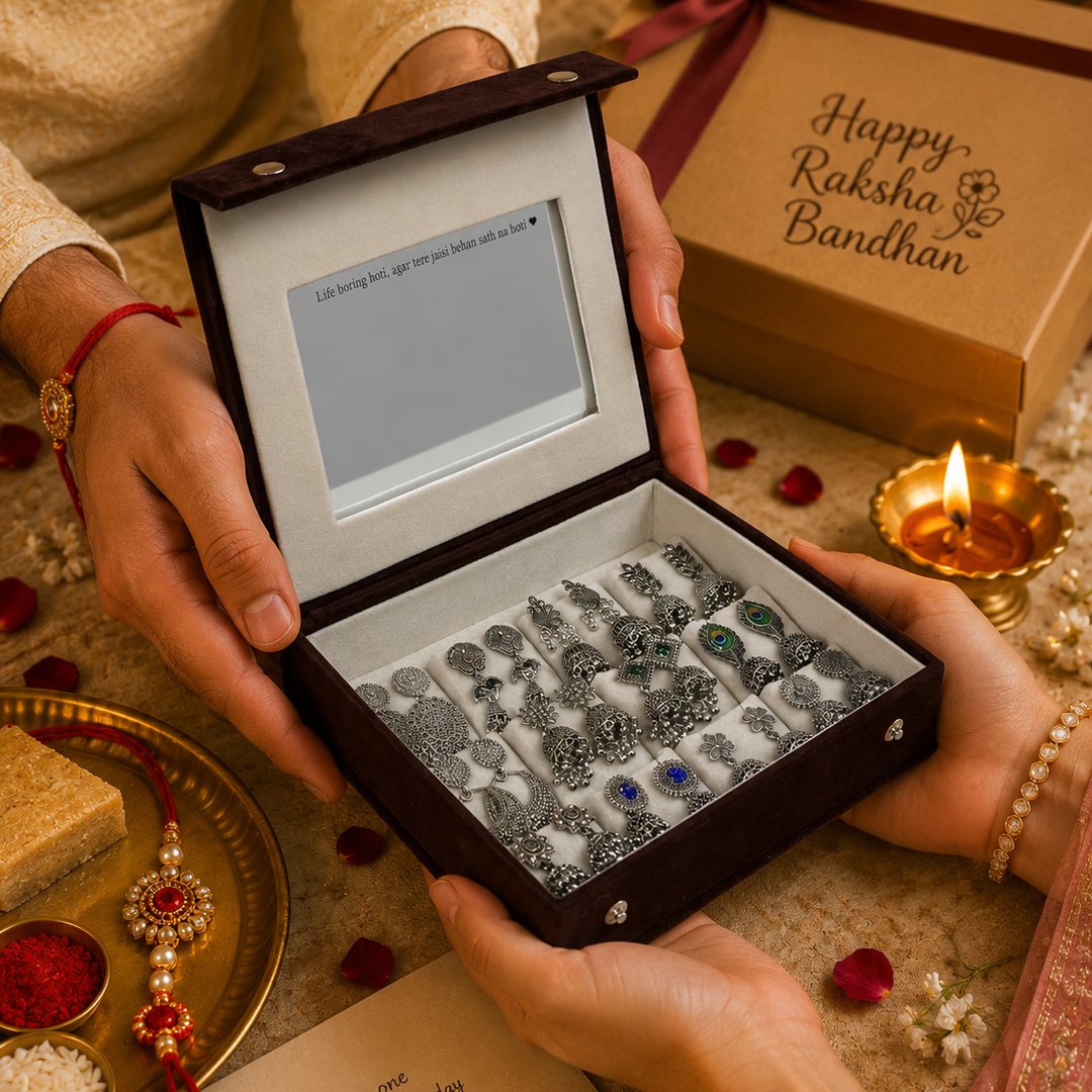 Rakhi Special Personalised 12 Jhumka Box with Mirror