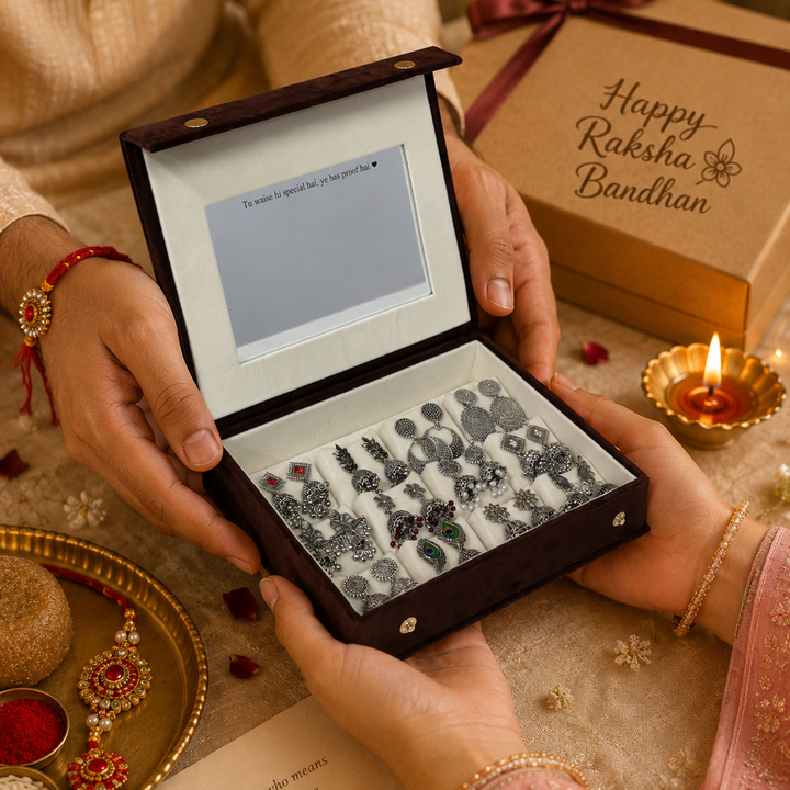 Rakhi Special Personalised 12 Jhumka Box with Mirror