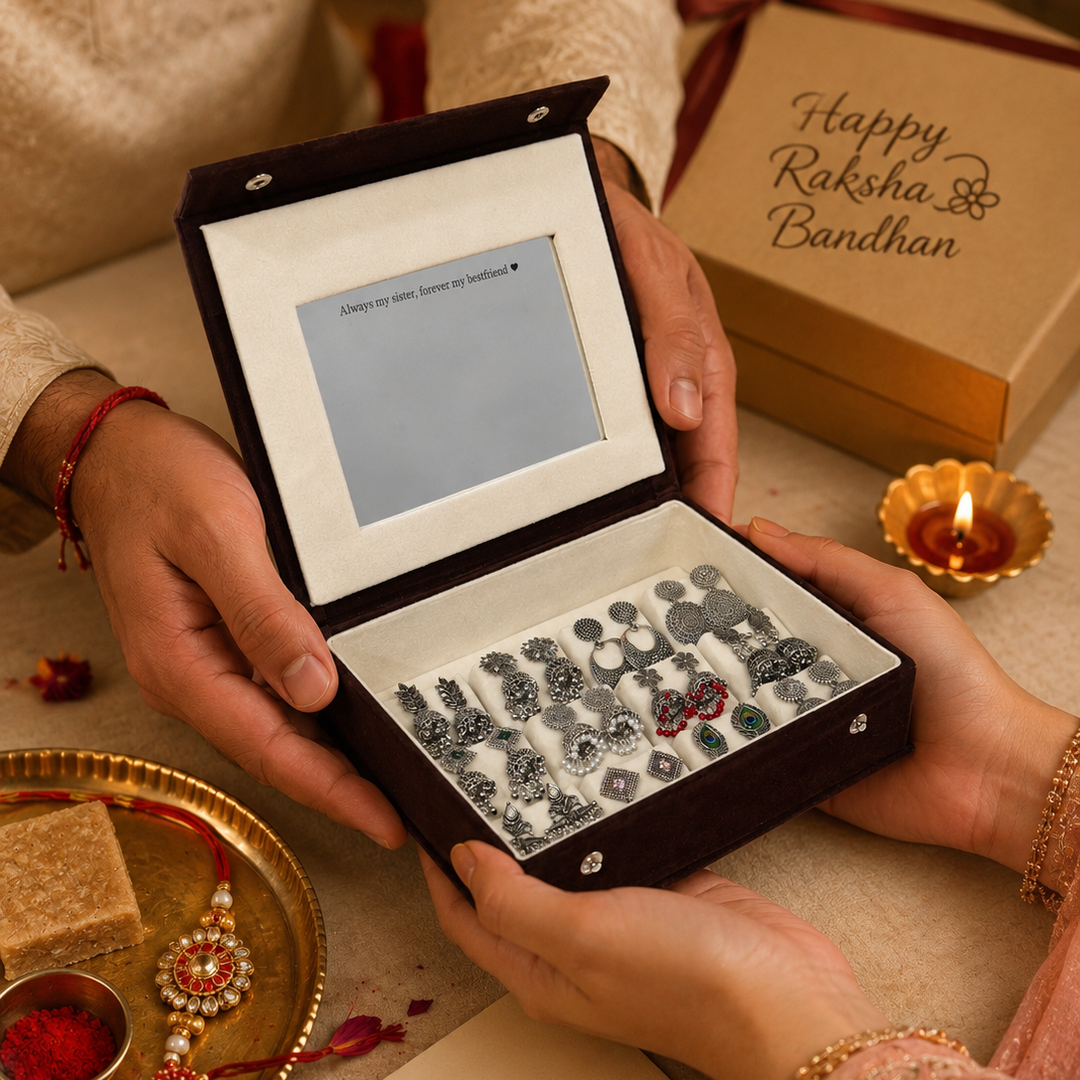 Rakhi Special Personalised 12 Jhumka Box with Mirror