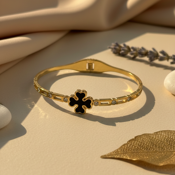 Black Clover Bracelet- 18k Gold Plated