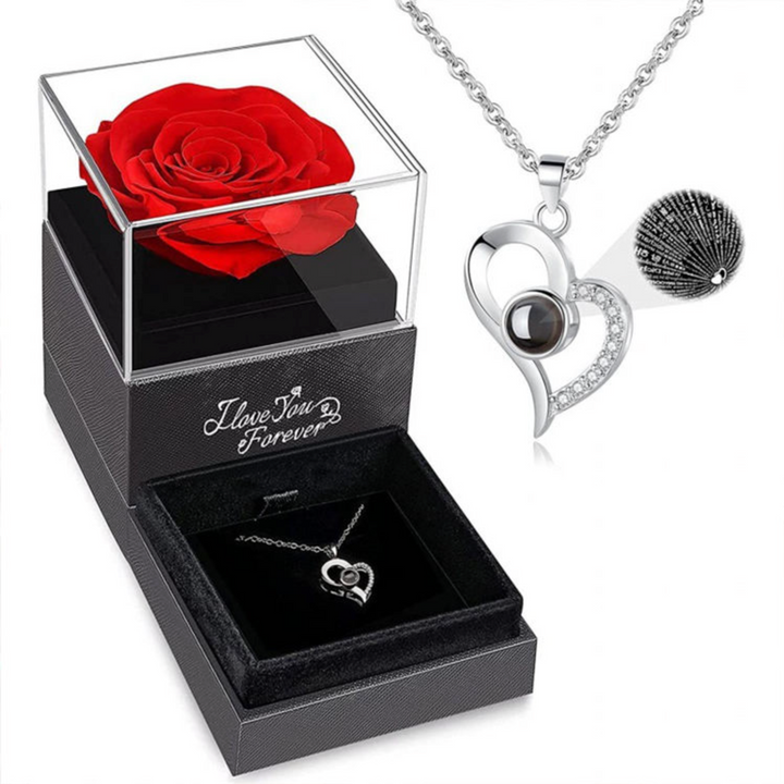 100 Language Necklace with Rose Box
