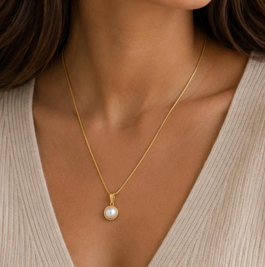 Tiny Pearl Pendant - 18k Gold Plated